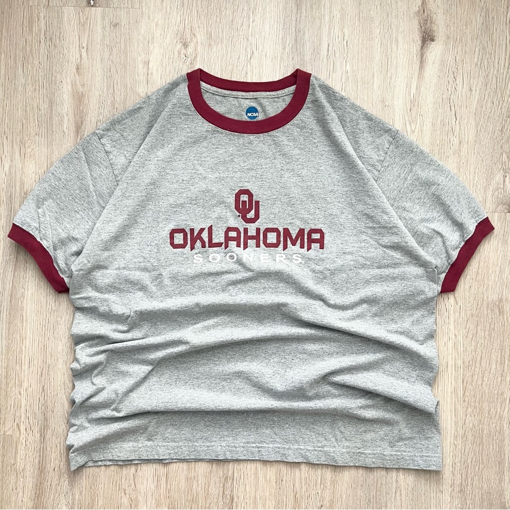 Vintage Y2K Oklahoma Sooners OU Ringer T-Shirt Men’s XL Heather Gray NCAA